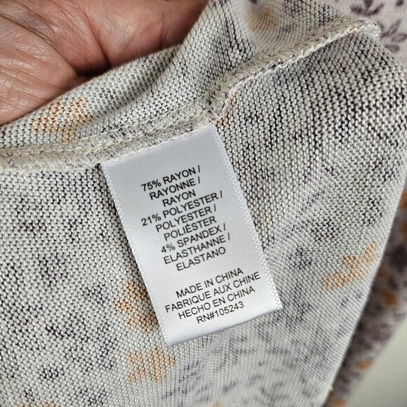 Bobeau Gray Lavender Soft Knit Floral Print Pullover Short Sleeve T Size 2XL New - Picture 7 of 10